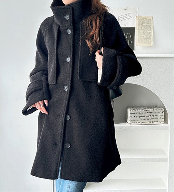 GeeRA（ジーラ）の「リングウールライクスタンドカラーコート（ハーフコート）」｜詳細画像