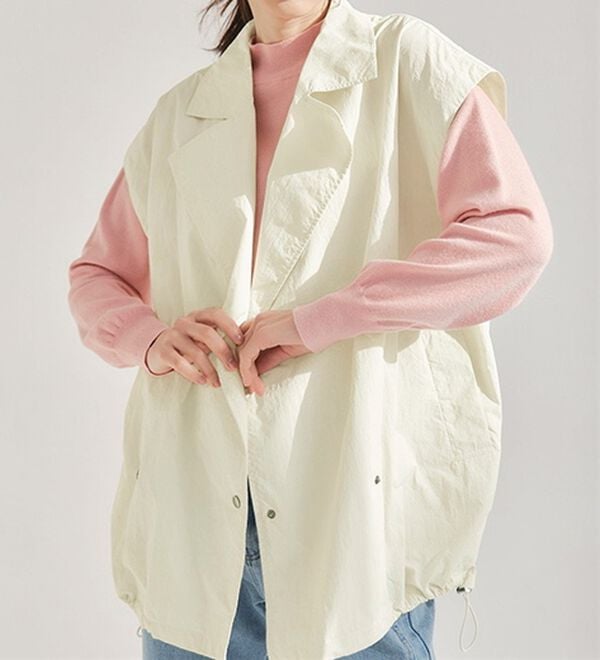 RANAN（ラナン）の「２ＷＡＹナイロントレンチコート（ハーフコート）」｜アイボリー