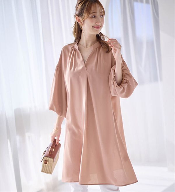 alotta（アロッタ）の「パフ袖とろみブラウスチュニックワンピース（チュニックワンピース）」｜詳細画像