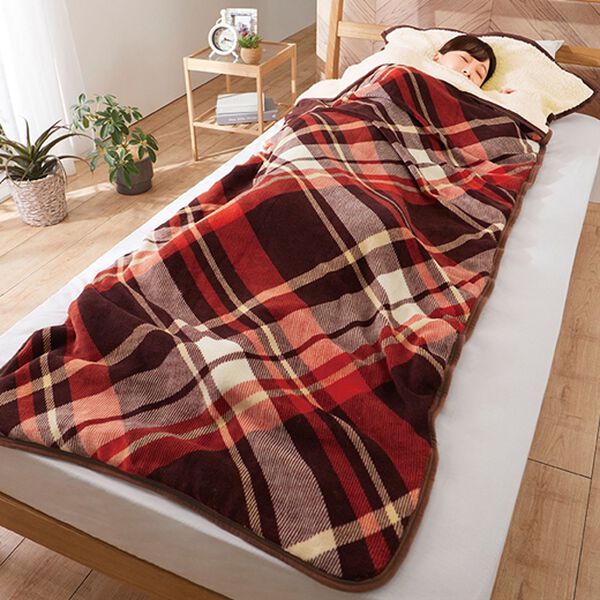 「もこもこあったか素材のすっぽり毛布＜洗える・袋毛布・シープ調ボア毛布・暖かい＞（毛布・ブランケット）」｜詳細画像