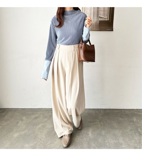 GeeRA（ジーラ）の「異素材ドッキング配色メロープルオーバー（カットソー）」｜詳細画像