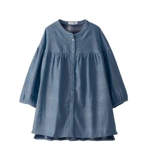 BELLUNA（ベルーナ）の「ダブルガーゼ素材切替デザインブラウス（ブラウス）」｜デニム調