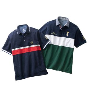 「【２枚組】＜ビバリーヒルズ・ポロクラブ＞デザインポロシャツ（メンズポロシャツ）」｜2枚組