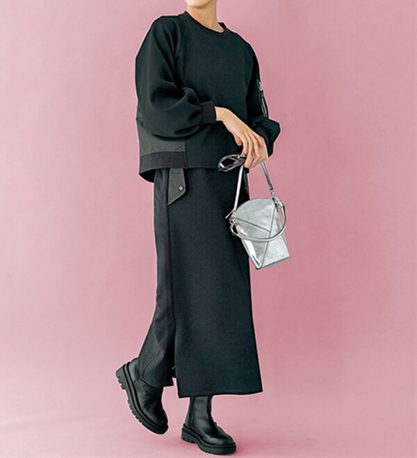 BELLUNA（ベルーナ）の「【ＳＭＡＲＴ　ＥＣＯ　ＪＥＲＳＥＹ】異素材切替スカート（ロングスカート）」｜詳細画像