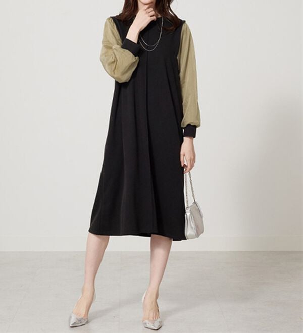 BELLUNA（ベルーナ）の「シアー袖デザインワンピース（その他ワンピース）」｜詳細画像