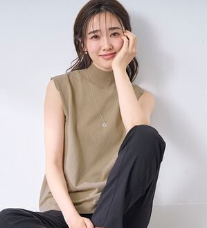 BELLUNA（ベルーナ）の「Ｔシャツが苦手な方に！ひんやり綿混ニットＴ【選べるデザイン】（ニット・セーター）」｜モカ(タンク)