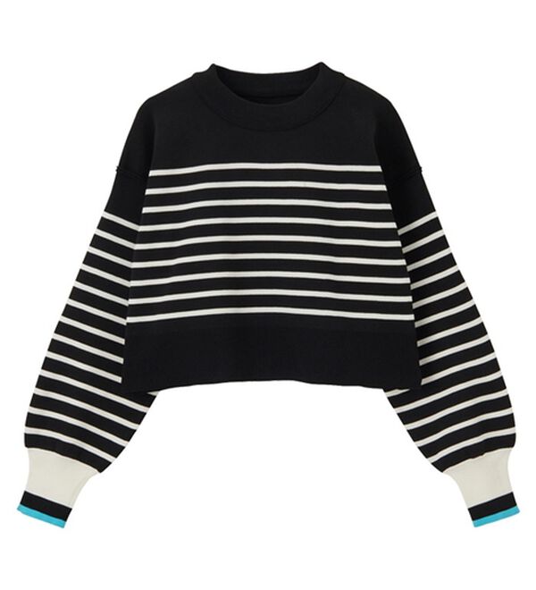 GeeRA（ジーラ）の「さらっと素材パネルボーダーショートニット（ニット・セーター）」｜詳細画像