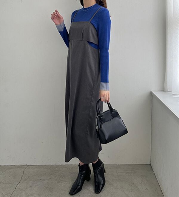 GeeRA（ジーラ）の「サイドカットアウトキャミワンピース（その他ワンピース）」｜杢グレー