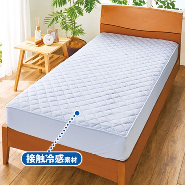「接触冷感＆綿１００％リバーシブルパッド一体型ボックスシーツ（ボックスシーツ・ベッドシーツ）」｜詳細画像
