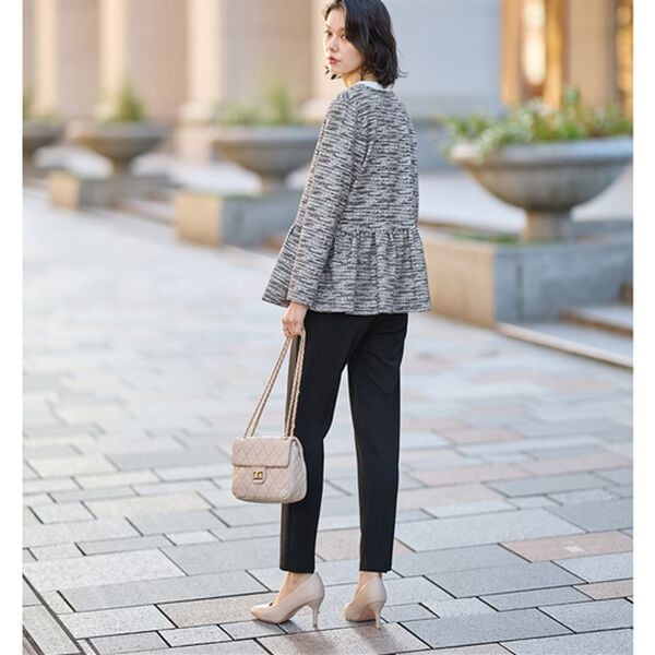 GeeRA（ジーラ）の「【２点セット】ニットツイードペプラムジャケットセットアップスーツ（パンツスーツ）」｜詳細画像