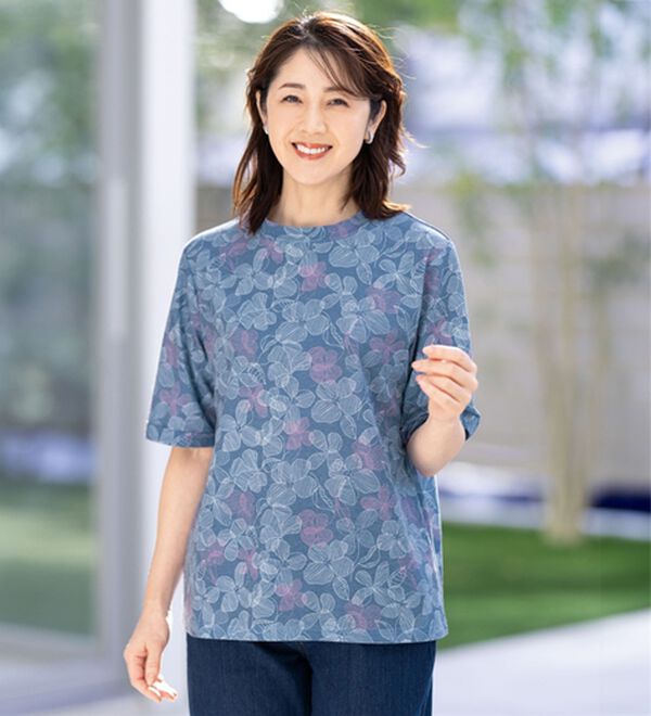 ルフラン（ルフラン）の「【３色組】毎日お洒落に＊花柄プリントプルオーバー（カットソー）」｜詳細画像