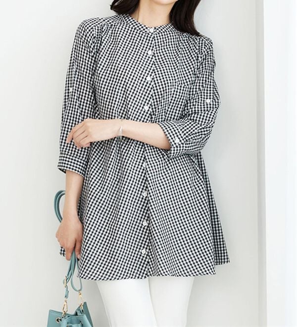 BELLUNA（ベルーナ）の「フランス綾ドレープ使いシャツチュニック（チュニック）」｜詳細画像