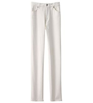 BELLUNA（ベルーナ）の「ヒンヤリ速乾！綿サテンストレッチカラーパンツ（フルレングスパンツ）」｜オフ白