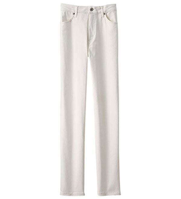 BELLUNA（ベルーナ）の「ヒンヤリ速乾！綿サテンストレッチカラーパンツ（フルレングスパンツ）」｜オフ白