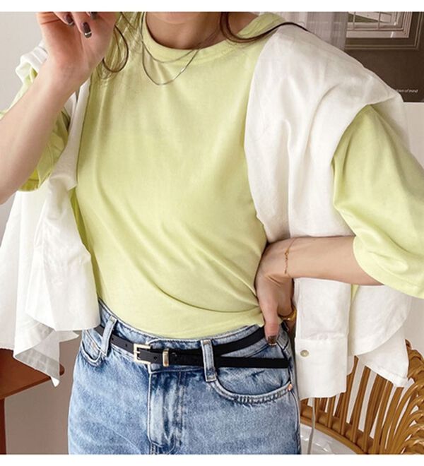 GeeRA（ジーラ）の「綿混素材クロップドＴシャツ（Tシャツ）」｜詳細画像