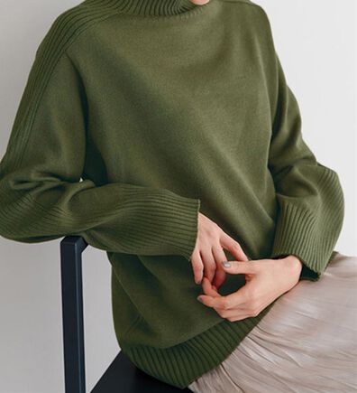 BELLUNA（ベルーナ）の「トレーナーがカジュアルすぎる方に！洗えるリブハイネックニット（ニット・セーター）」