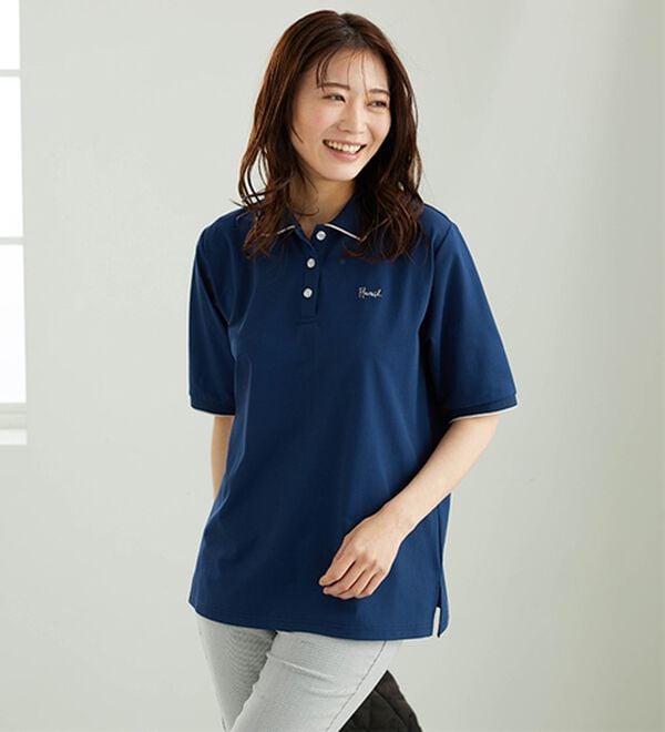 BELLUNA（ベルーナ）の「多機能付配色刺しゅうポロシャツ（カットソー）」｜詳細画像