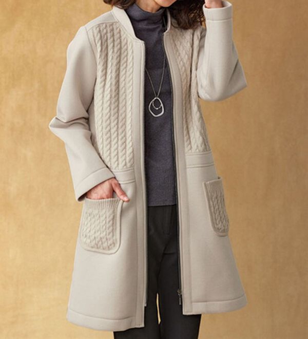 BELLUNA（ベルーナ）の「ダンボール素材ケーブルニット切替コート（ハーフコート）」｜詳細画像