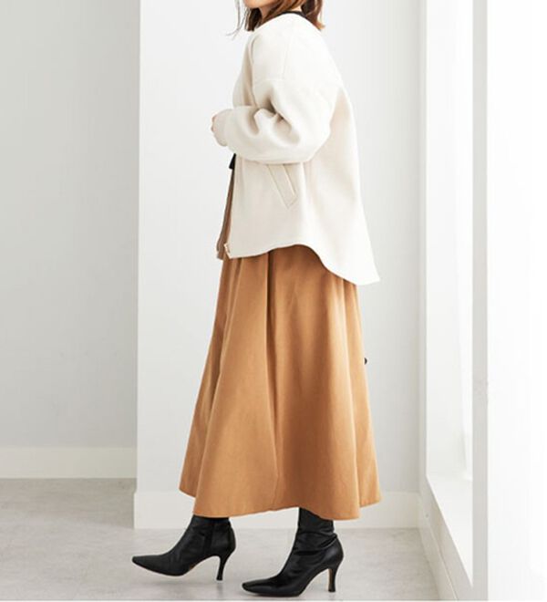 BELLUNA（ベルーナ）の「【ｍａｋｏさんコラボ】ウール調ノーカラーブルゾン（ブルゾン）」｜詳細画像