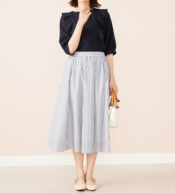 BELLUNA（ベルーナ）の「麻調合繊フリルデザインブラウス（ブラウス）」｜詳細画像