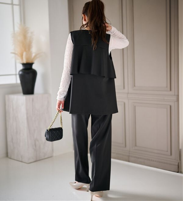 RANAN（ラナン）の「【２点セット】洗える！多機能バックフリルベストセットアップ（パンツスーツ）」｜詳細画像