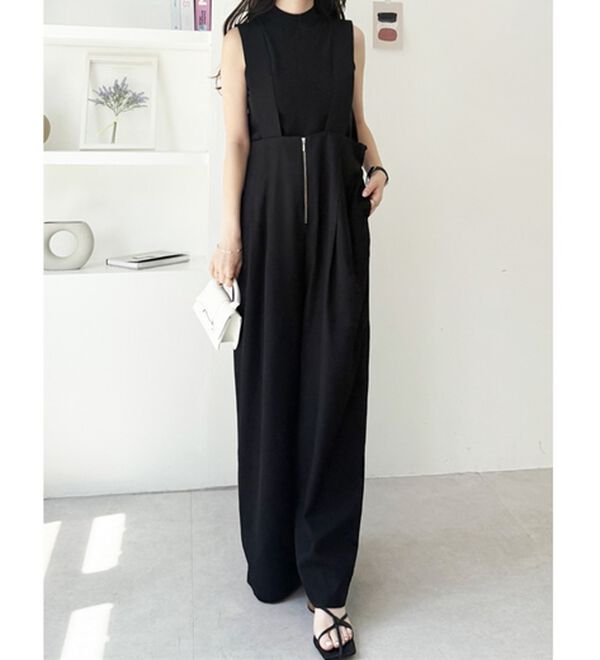 GeeRA（ジーラ）の「フロントジップハイウエストサロペット（オールインワン）」｜詳細画像