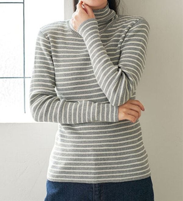 BELLUNA（ベルーナ）の「＜＆ｃｏｃｏｃｈｉ＞ハピネスコットン100％&times;吸湿発熱リブタートルニット（ニット・セーター）」｜詳細画像