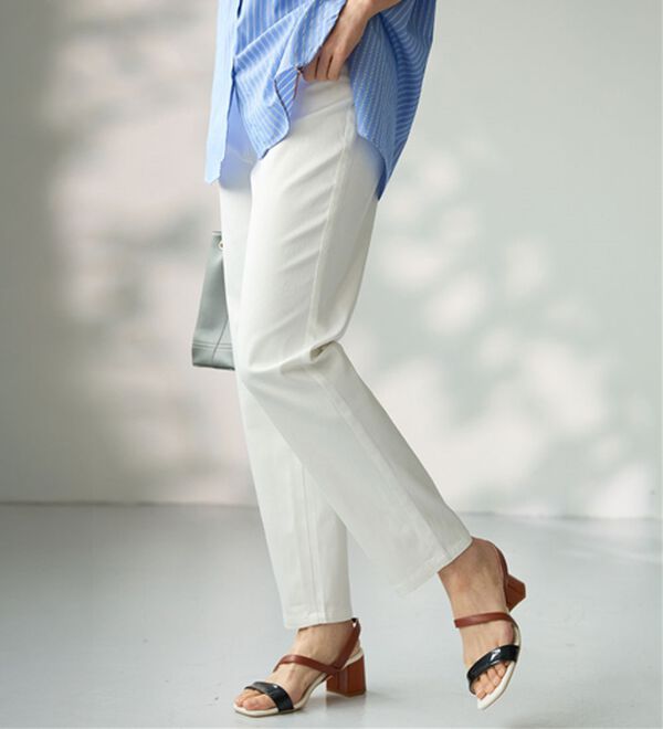 BELLUNA（ベルーナ）の「サラリ速乾！綿サテンストレッチカラーパンツ（フルレングスパンツ）」｜詳細画像