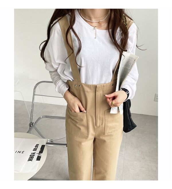 GeeRA（ジーラ）の「綿混ツイルハイウエストサロペット（オールインワン）」｜詳細画像