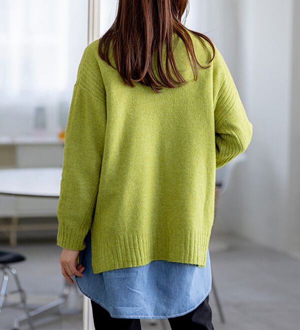 BELLUNA（ベルーナ）の「【快適Ｌａｂ．】洗える＆チクチクしにくい！ウール調ニットプルオーバー（ニット・セーター）」｜詳細画像