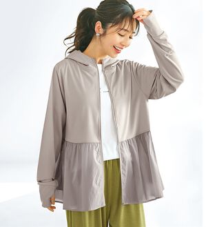 BELLUNA（ベルーナ）の「【快適Ｌａｂ．】おしゃれに日よけ！ペプラム切替ＵＶパーカー（パーカー）」｜詳細画像