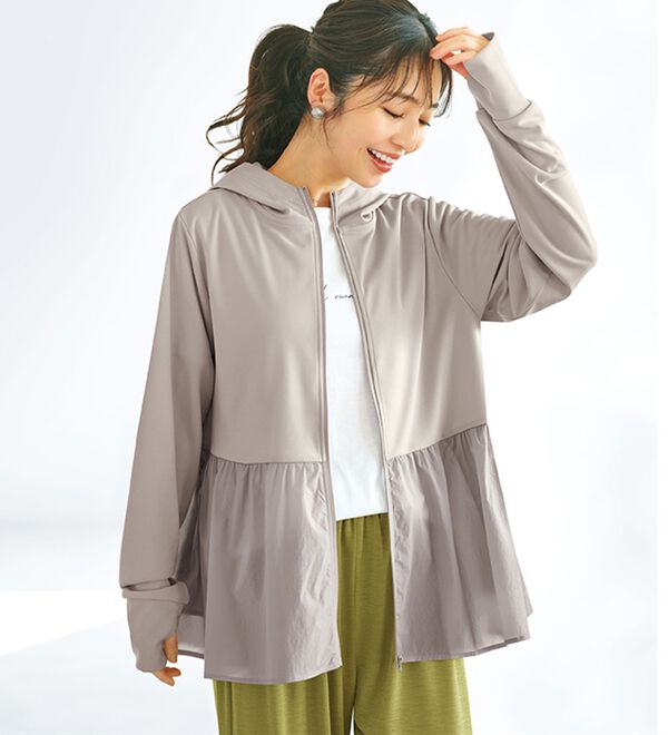 BELLUNA（ベルーナ）の「【快適Ｌａｂ．】おしゃれに日よけ！ペプラム切替ＵＶパーカー（パーカー）」｜詳細画像