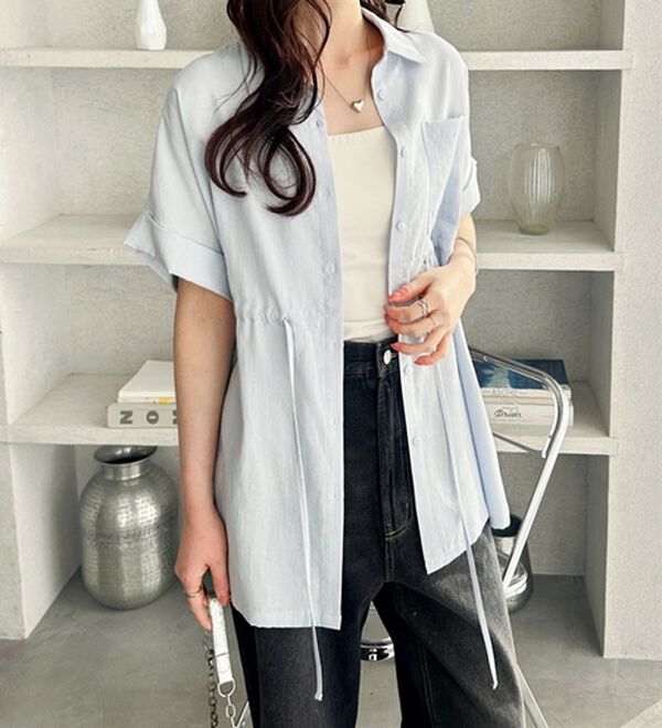 GeeRA（ジーラ）の「２ｗａｙウエストリボンシャツチュニック（チュニック）」｜詳細画像