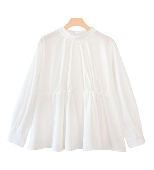 Pierrot（ピエロ）の「ハイネックギャザーTブラウス（ブラウス）」｜詳細画像