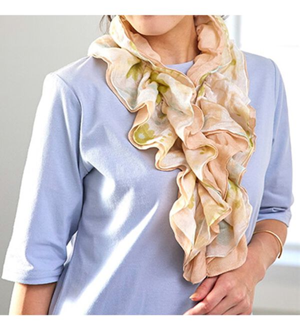 BELLUNA（ベルーナ）の「着脱簡単！コットンシルクフリルスカーフ（ストール・スカーフ・マフラー）」｜詳細画像