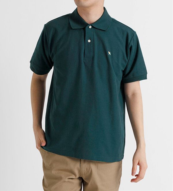 「＜アーノルド　パーマー＞ワンポイント刺しゅう鹿の子ポロシャツ（長袖・半袖）（メンズポロシャツ）」｜ブルーグリーン