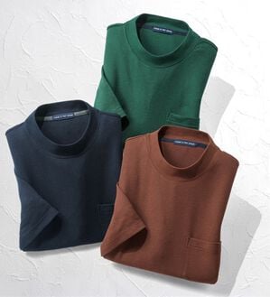「【３色組】＜コムルヴァン・オム＞爽やかモックネックＴシャツ（メンズシャツ）」｜3色組