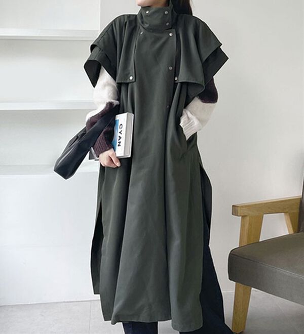 RANAN（ラナン）の「スリーブレスデザインコート（ロングコート）」｜グレー