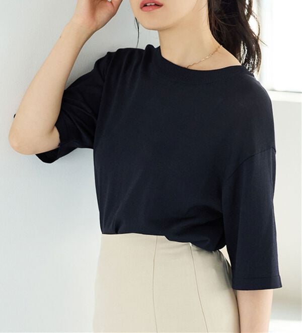 BELLUNA（ベルーナ）の「肌に張り付かない！シャリ冷や高見えニットＴ（ニット・セーター）」｜詳細画像