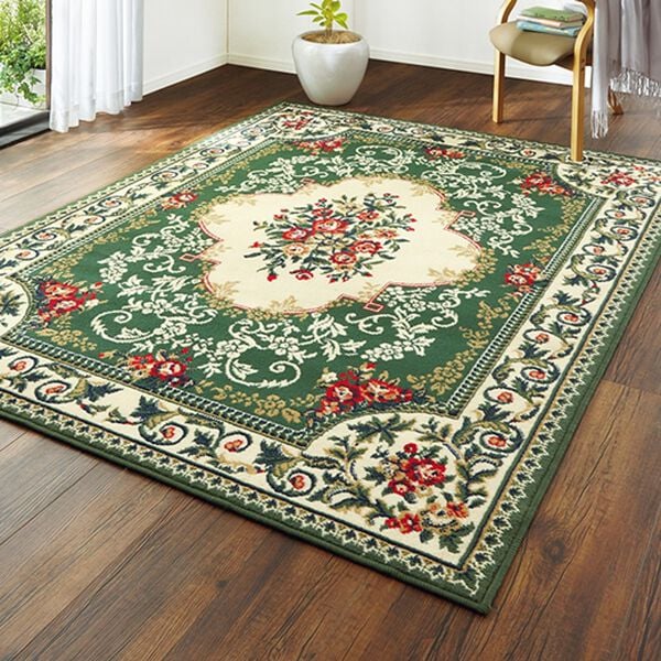 「２柄３色から選べる！お買得ウィルトン織カーペット（カーペット）」｜王朝グリーン