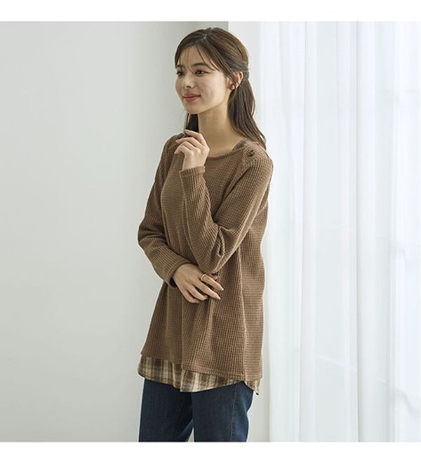 BELLUNA（ベルーナ）の「異素材重ね着風チュニック（チュニック）」｜詳細画像