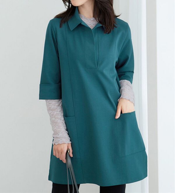 BELLUNA（ベルーナ）の「なめらかポンチ素材衿付きチュニック（チュニック）」｜詳細画像