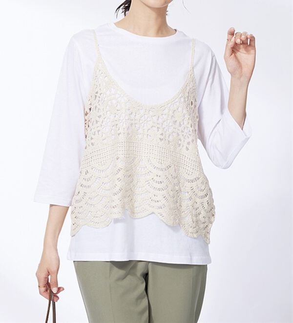 BELLUNA（ベルーナ）の「かぎ針風ビスチェアンサンブル（アンサンブル）」｜詳細画像