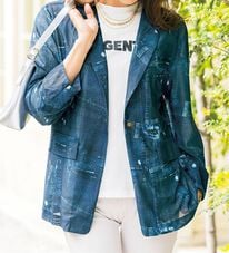 ルフラン（ルフラン）の「お洒落なデニムプリントジャケット（その他ジャケット）」