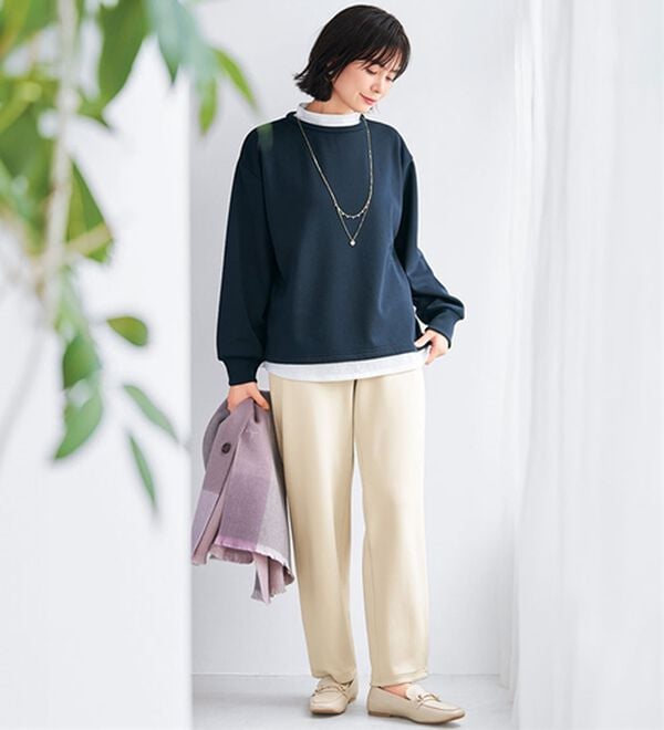 BELLUNA（ベルーナ）の「なめらか裏ベロアほんのりカーブワイドパンツ（ワイドパンツ・ガウチョ）」｜詳細画像