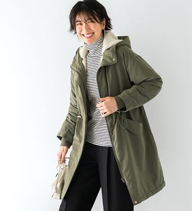 BELLUNA（ベルーナ）の「フード付裏ボア　ロング丈モッズコート（ロングコート）」