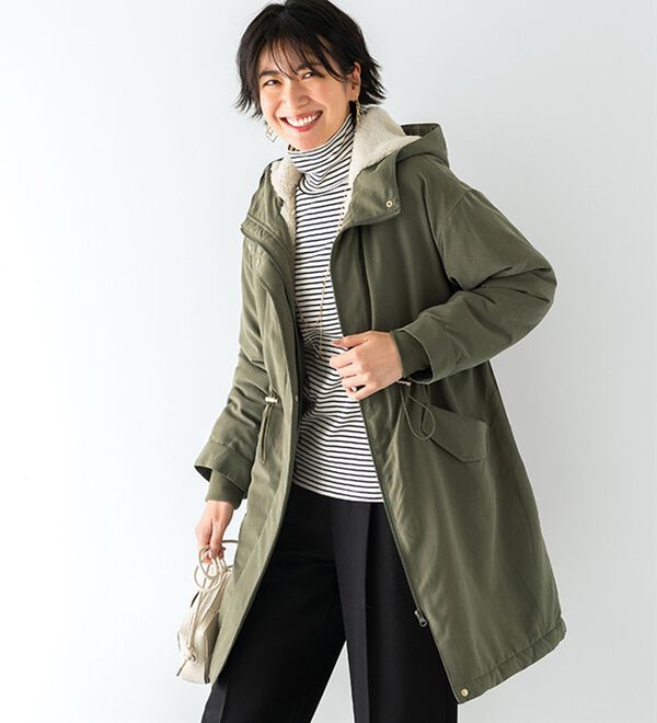BELLUNA（ベルーナ）の「フード付裏ボア　ロング丈モッズコート（ロングコート）」｜詳細画像