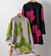 BELLUNA（ベルーナ）の「花柄ジャカードニットチュニック（ニットワンピース）」