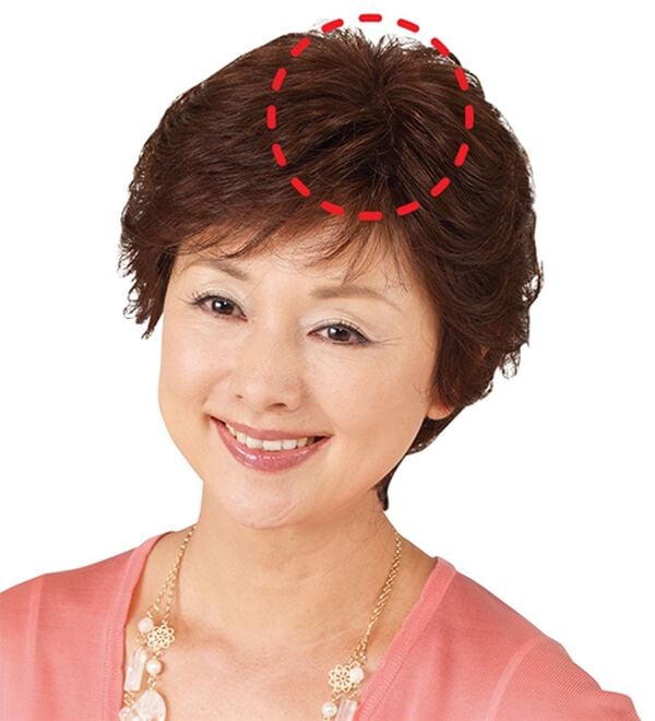「人毛１００％総手植え地肌付き分け目ヘアピース（ウィッグ・ヘアピース・エクステ）」｜詳細画像