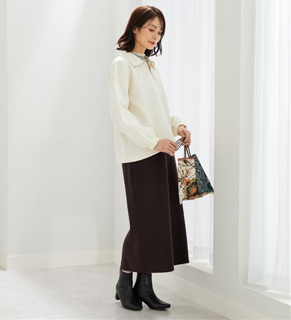 BELLUNA（ベルーナ）の「異素材使いハーフジッププルオーバー（カットソー）」｜詳細画像